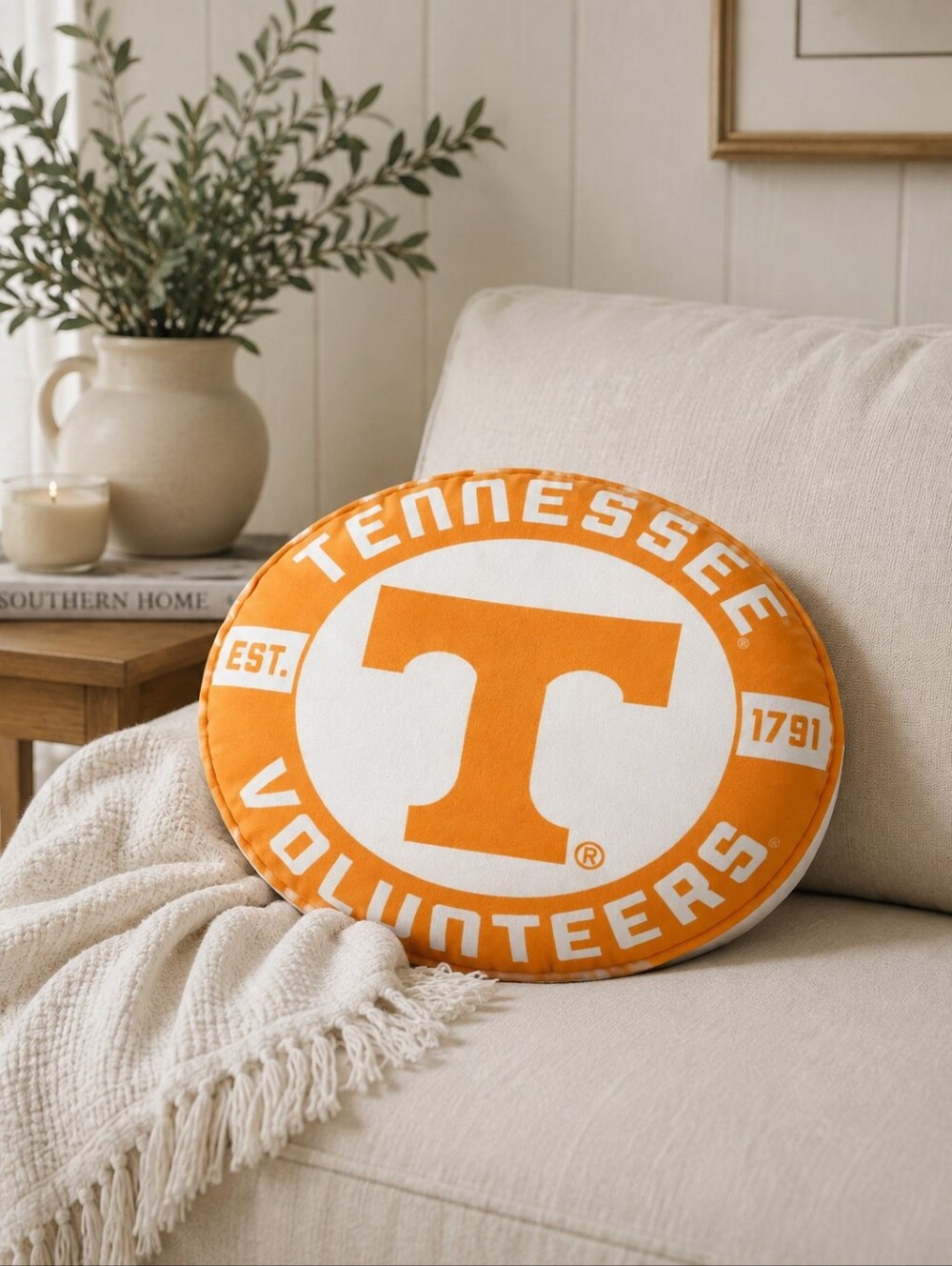 Tennessee Volunteers Round Plush Pillow | UT Vols Orange & White 16"